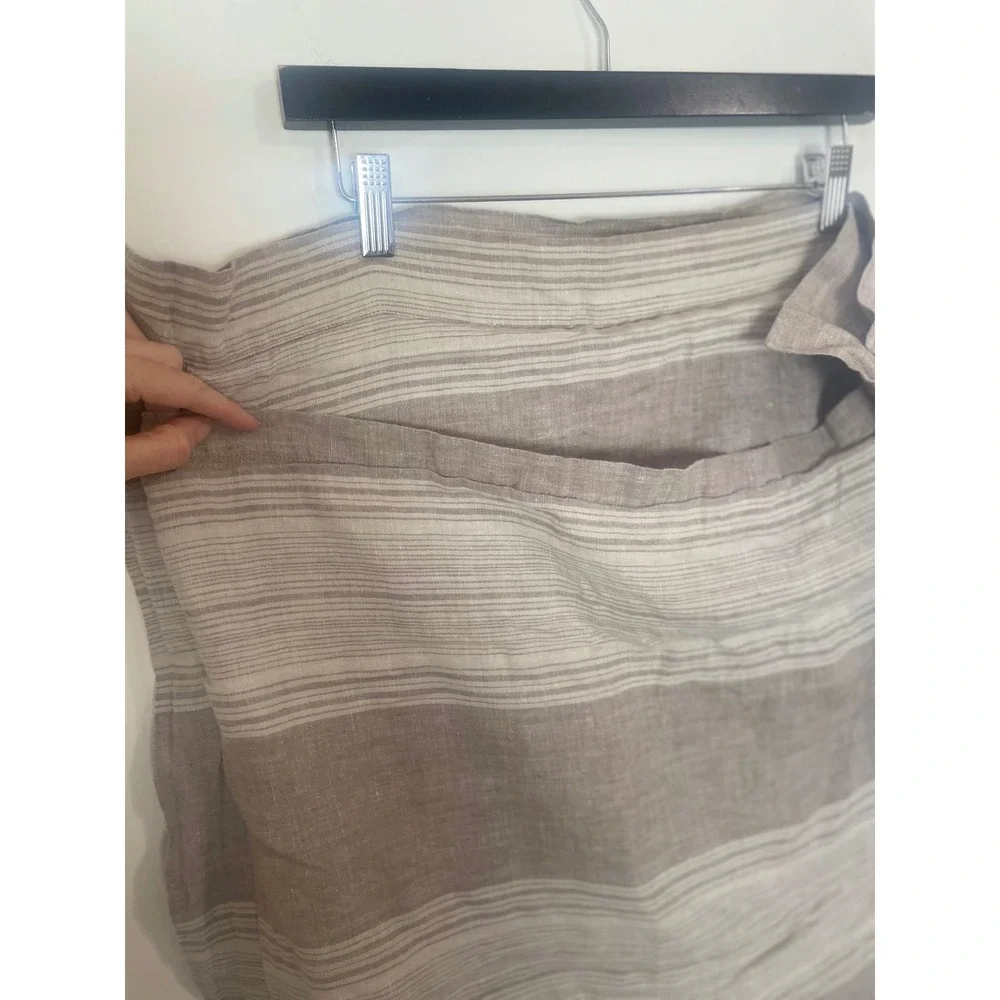 Restoration Hardware 100% Linen Striped King Pillow Sham Neutral Brown Tan